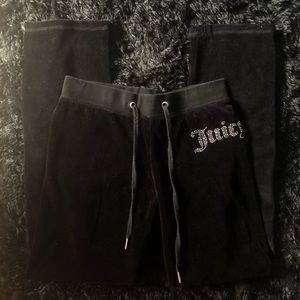 Y2K BLACK JUICY COUTURE VELOUR BLING RHINESTONE TRACKSUIT SWEATPANTS